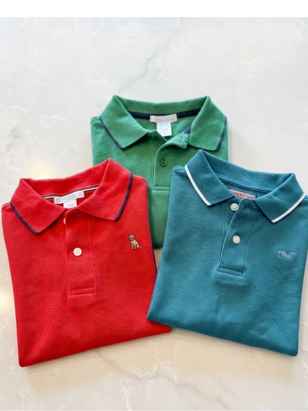 Janie and Jack Boys Polo Trio in Red, Green, and Teal - holiday - school